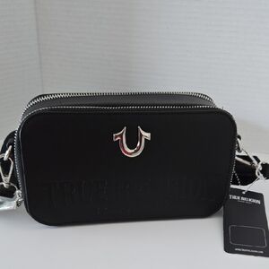 True Religion Black Crossbody Bag with Silver Hardware